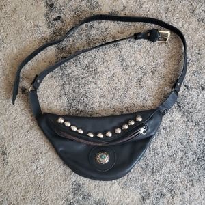 Handmade Leather Black hip bag